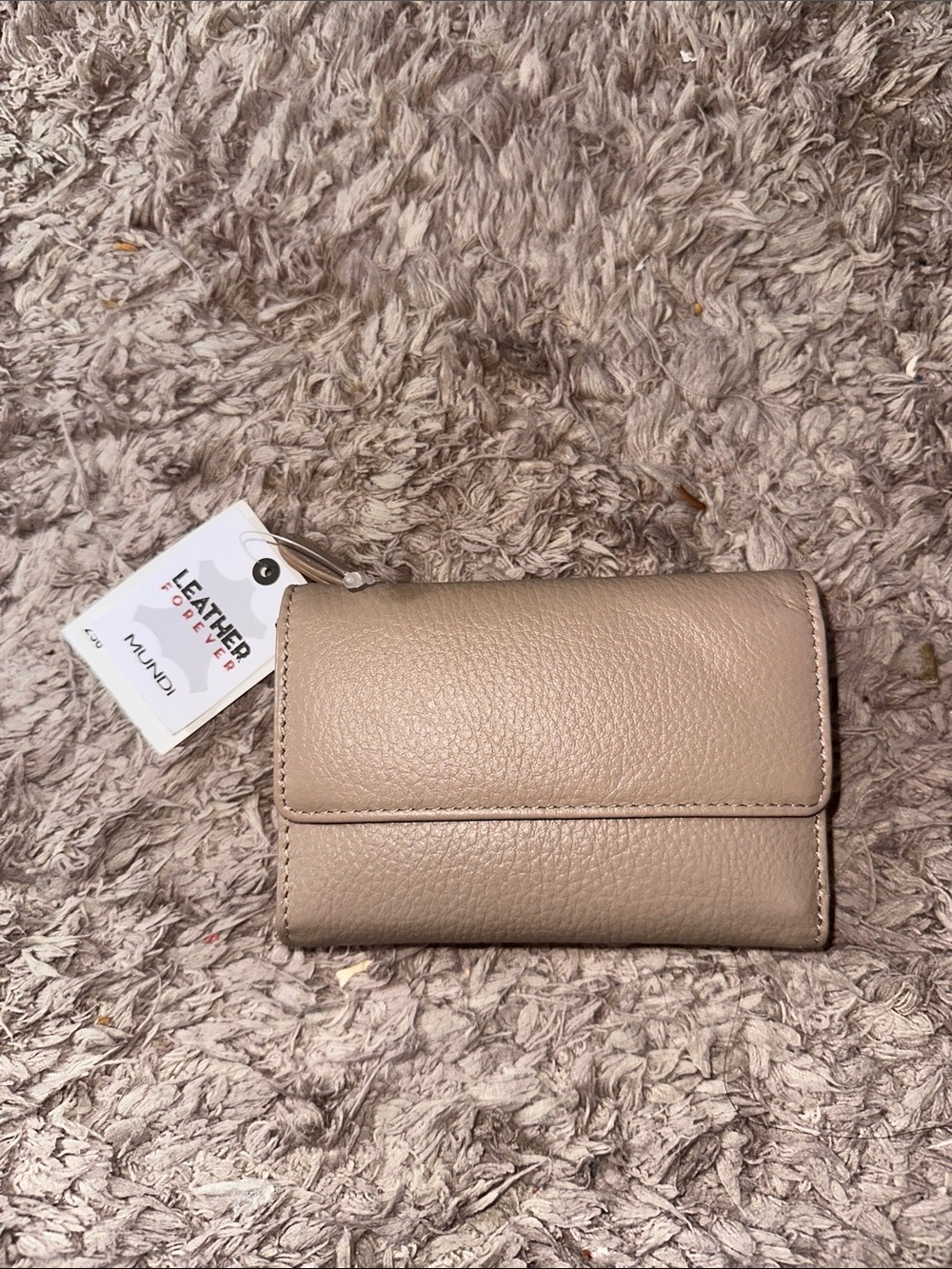 Mundi Pebbled Taupe Leather Wallet